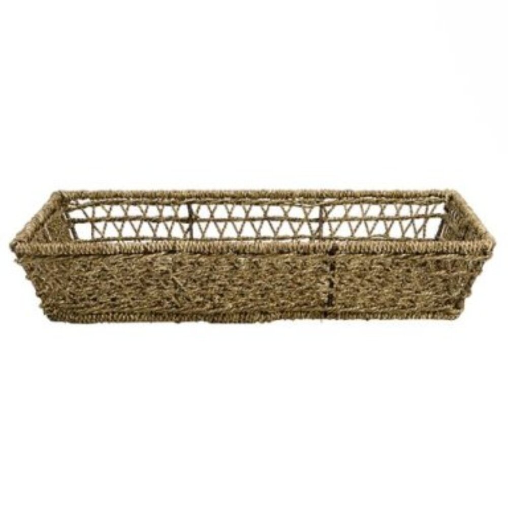 Global  Bazaar - Wicker Basket Tray Woven Rattan Storage Rustic Cottage | New